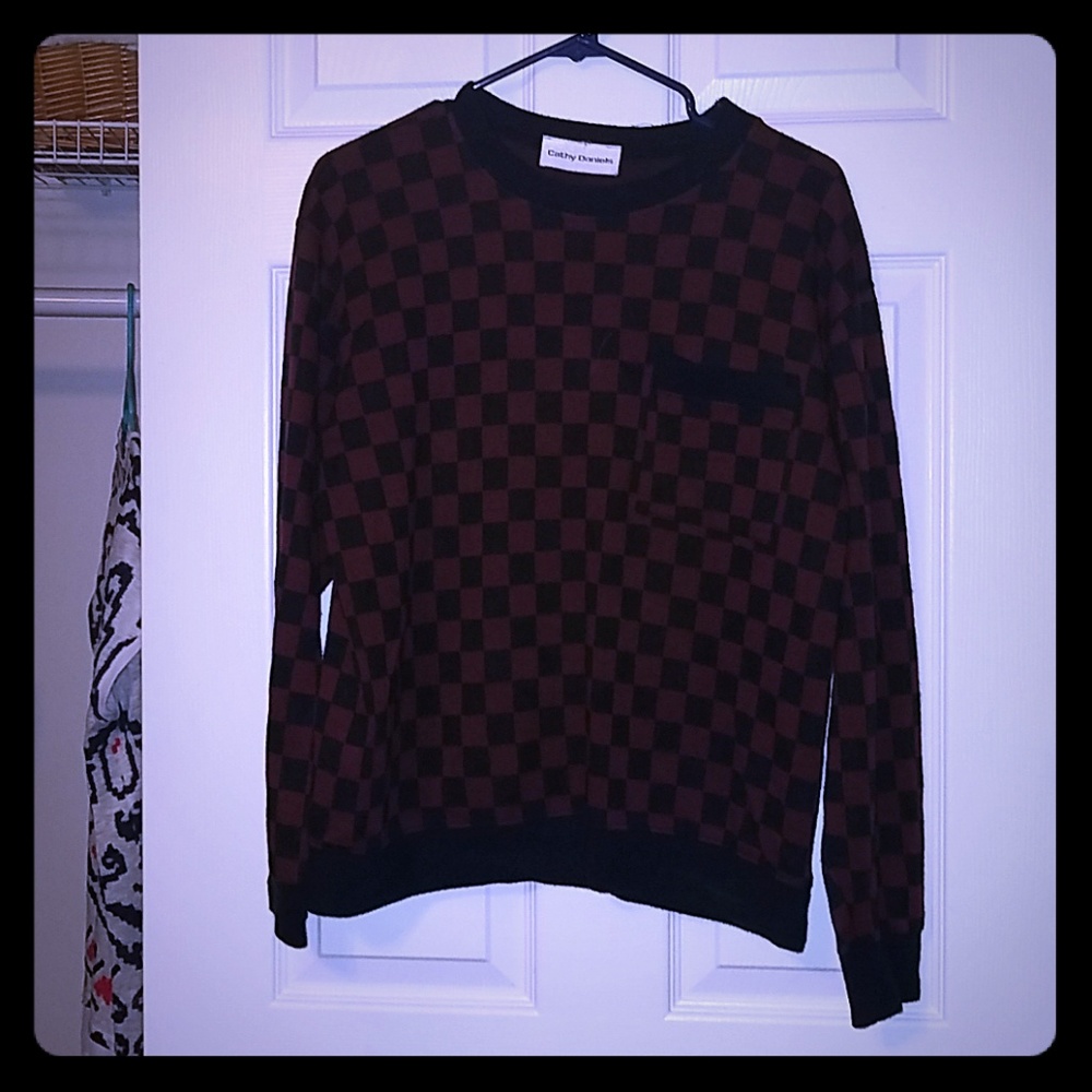Red and black checkered sweatshirt